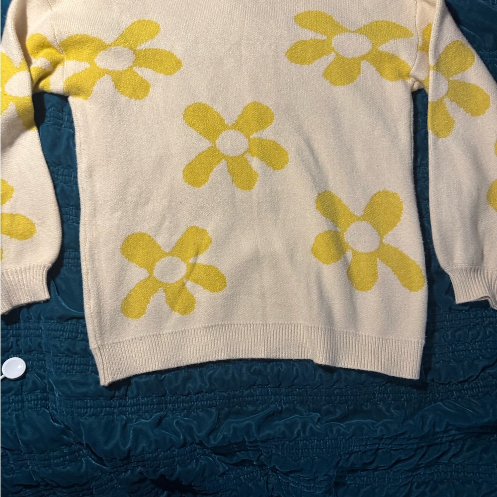 Chic Cream and Yellow Floral Sweater